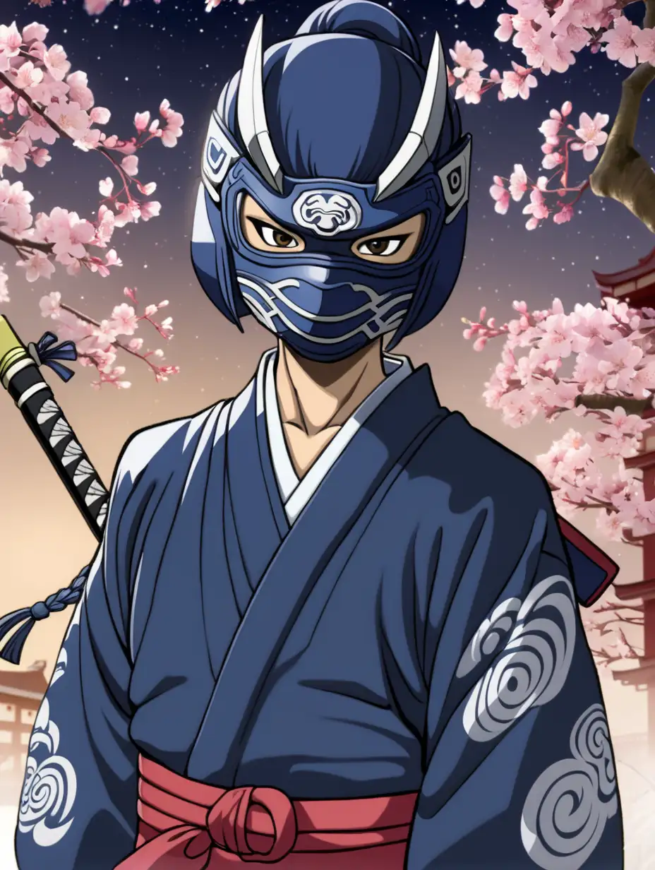 Ninja-HalfDragon-Human-in-Spring-Night-in-Japan-with-Mask-and-Yokai-Elements