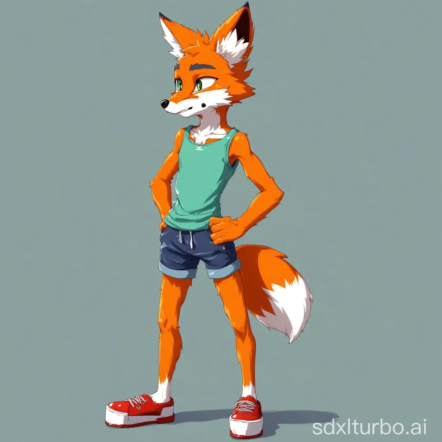 Skinny-Teenage-Fox-Furry-in-Shorts