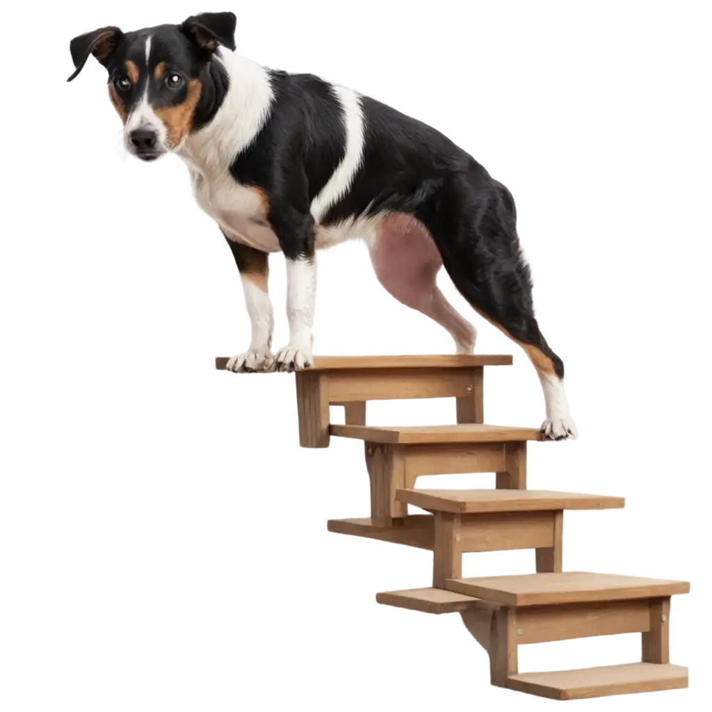 Realistic-PNG-Image-of-a-Dog-Climbing-Stairs-Capturing-Motion-and-Detail