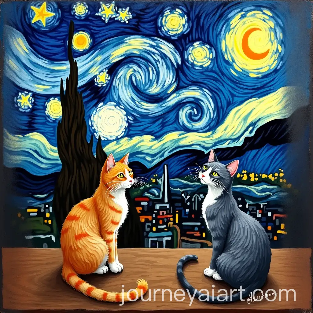 Van-Gogh-Inspired-Painting-of-Cats
