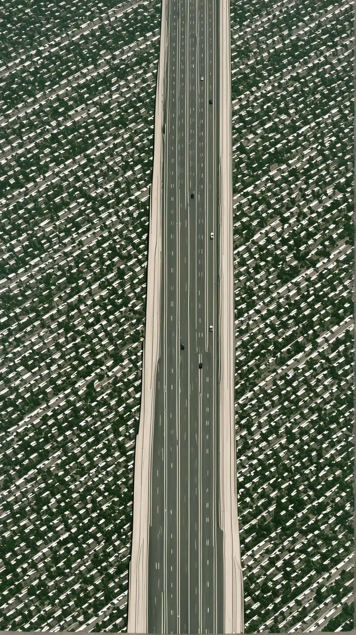 Aerial View of Empty Freeway Directly Above Perspective