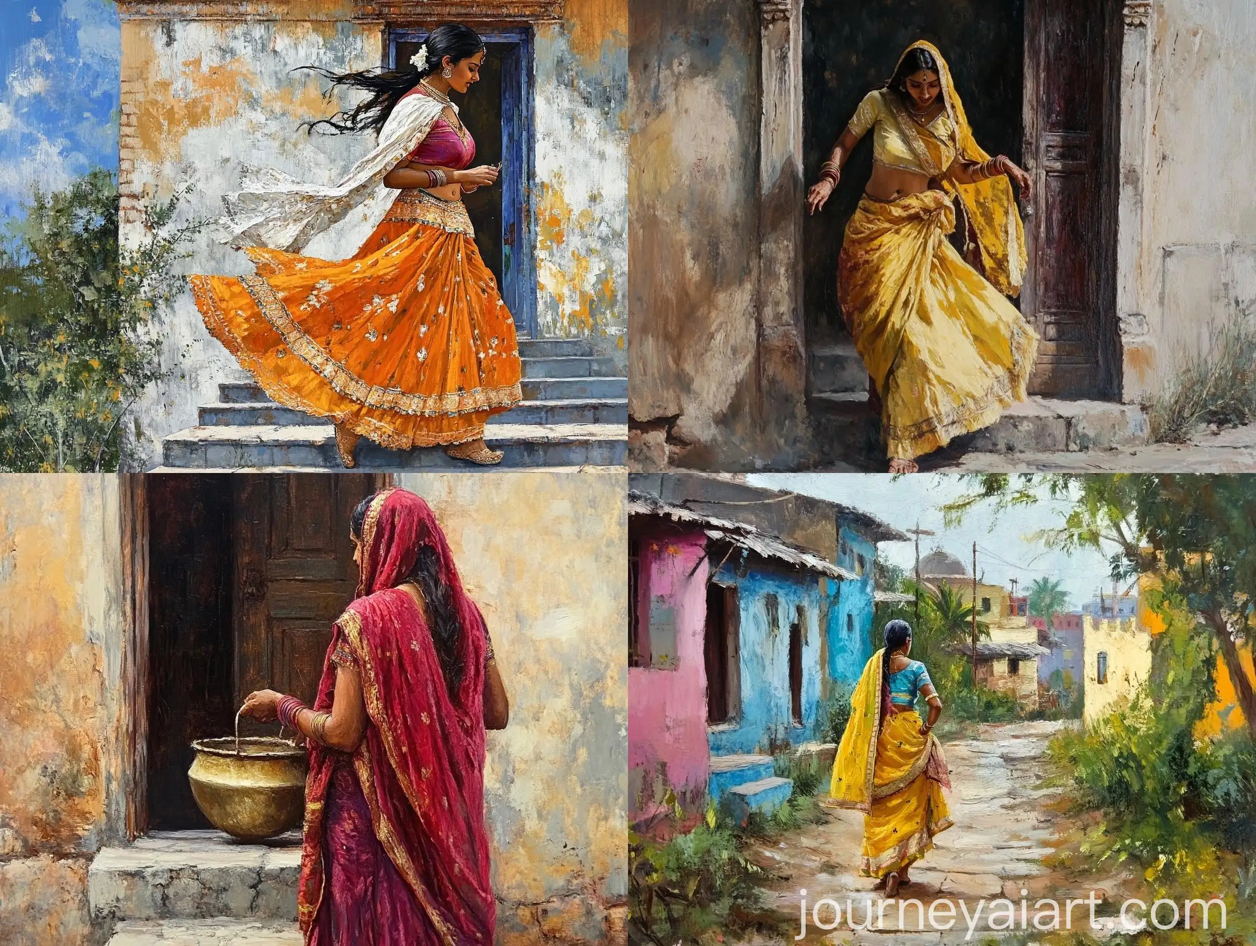 Indian-Woman-Sweeping-Her-Home