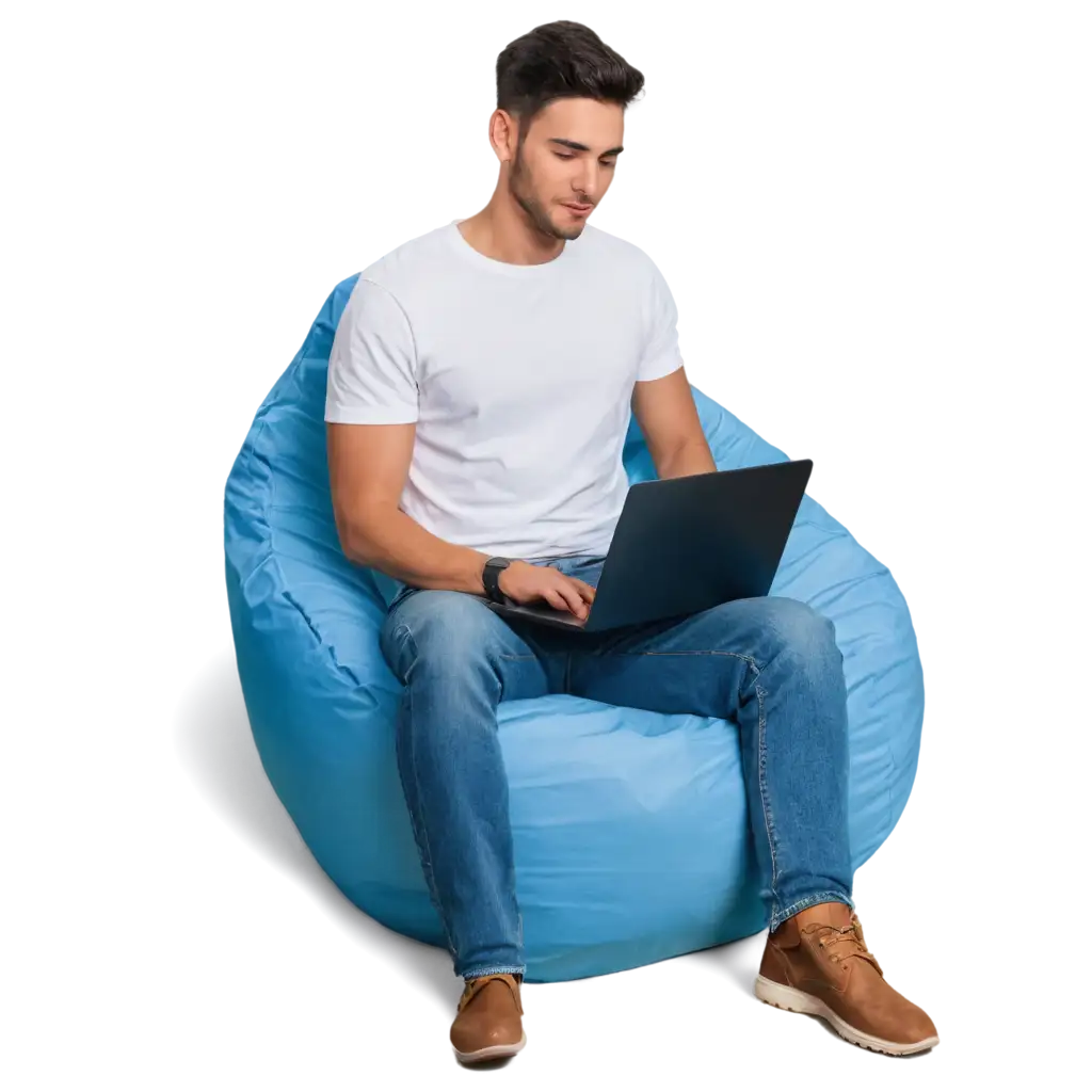 HighQuality-PNGPNG-Image-Usage-Analysis-Image-of-a-Person-in-White-TShirt-and-Blue-Jeans-Sitting-on-a-Blue-Bean-Bag-Using-a-Laptop