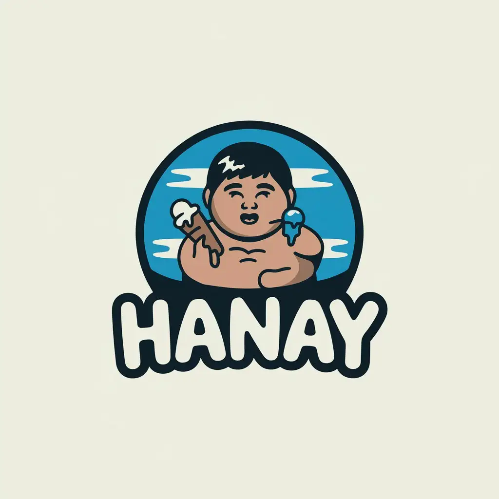 LOGO Design for Hanay Eskimo Kid Eating Ice Cream with Playful Clear Style