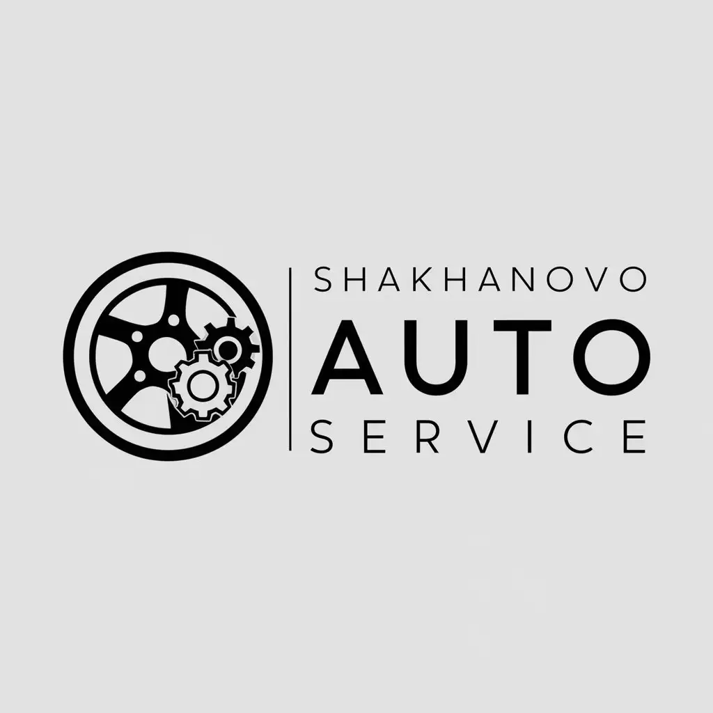 a logo design,with the text "Shakhарovo auto service", main symbol:Wheel, gear,Moderate,be used in Automotive industry,clear background