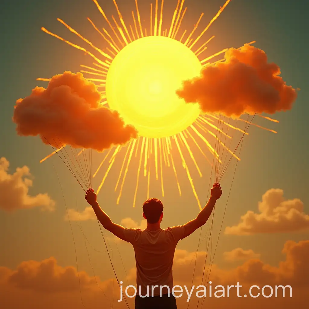 Sun-Man-Holding-Clouds-Like-String-Puppets