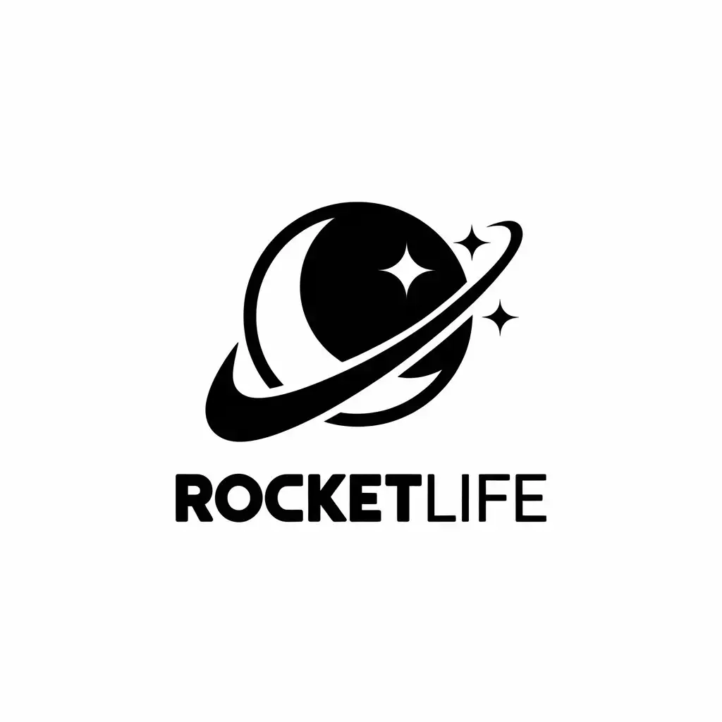 LOGO Design for Rocketlife Moon with Swoosh and Rocket Symbol for Events Industry