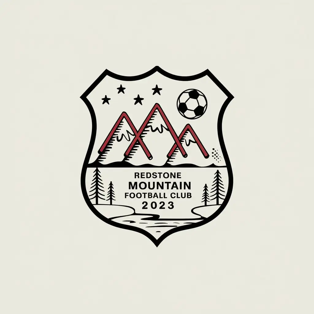 LOGO-Design-for-Redstone-Mountain-Football-Club-2023-ShieldShaped-Emblem-with-SnowCovered-Peaks-and-Soccer-Ball