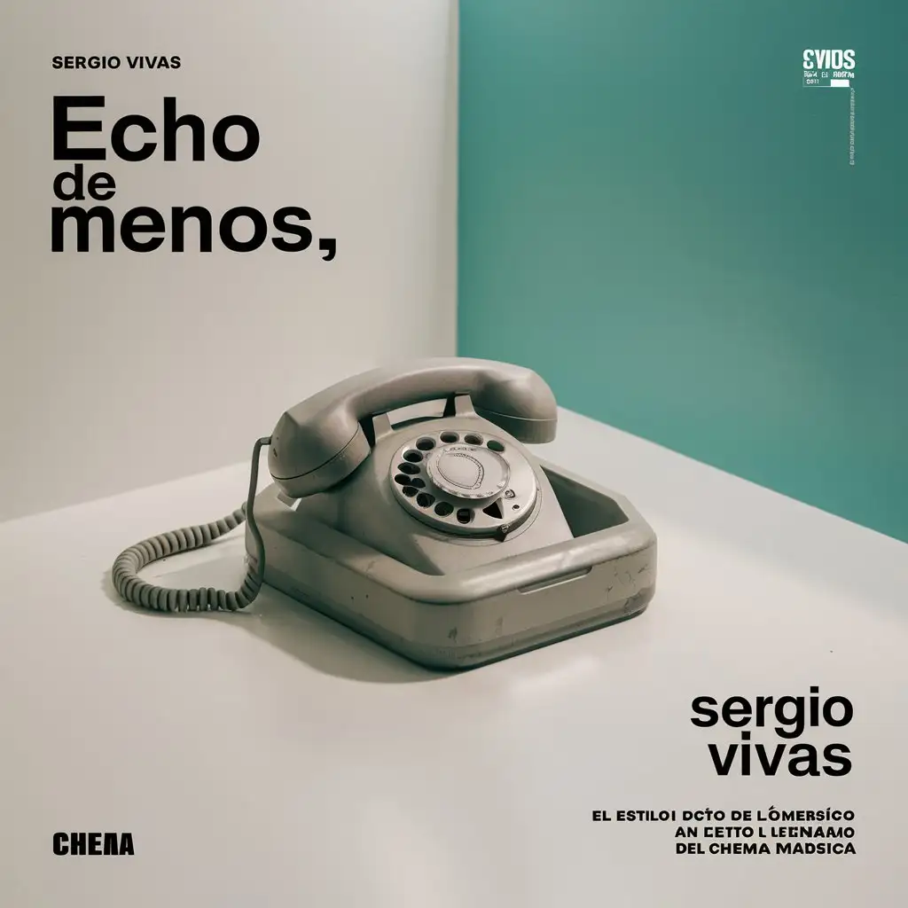 Create the cover of a single titled 'Echo de menos' and author 'Sergio Vivas' without any person appearing, in a metaphorical way, with the style of Chema Madoz