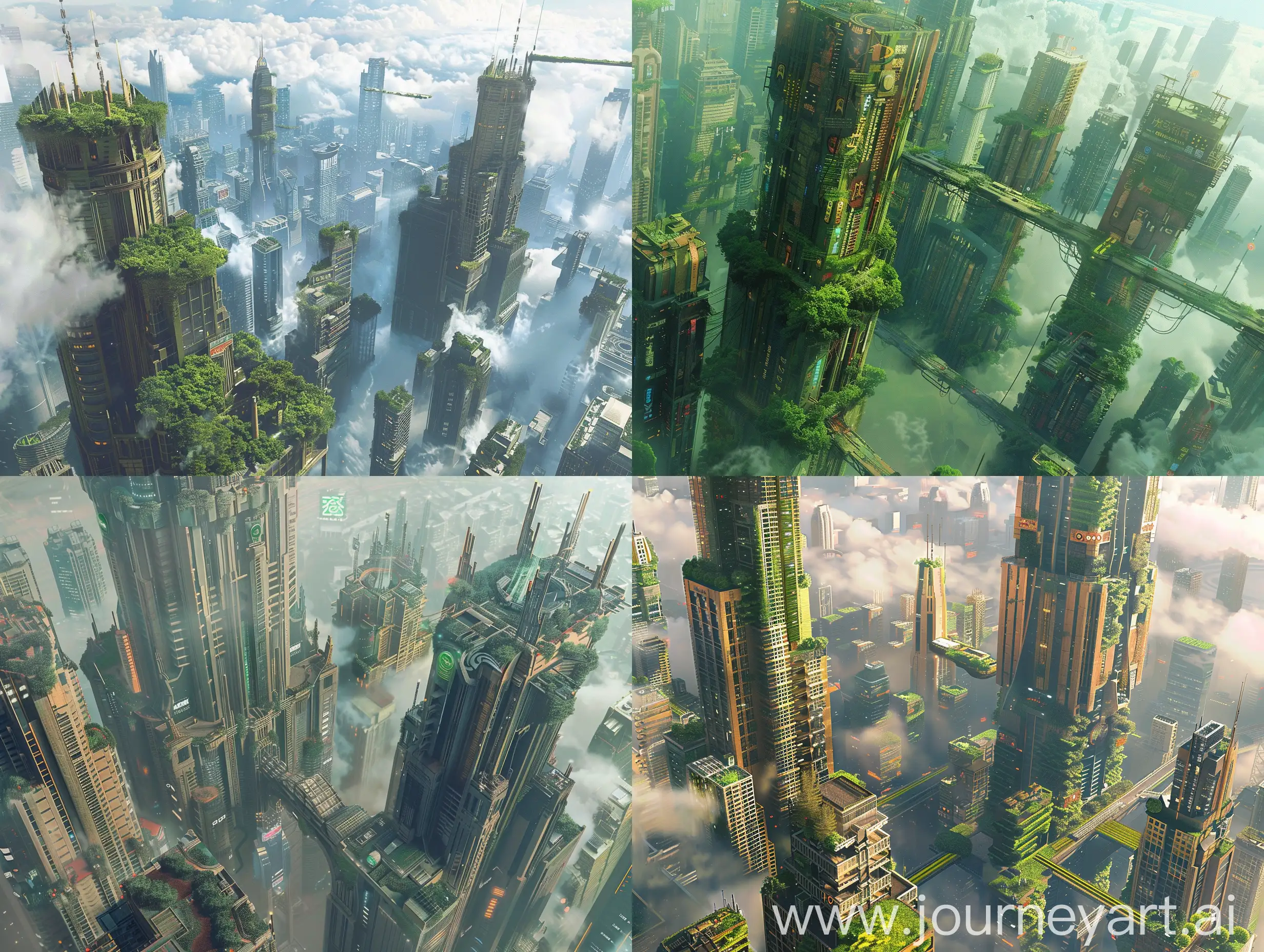 Futuristic-Metropolis-with-Lush-Skyscrapers-and-Skyways