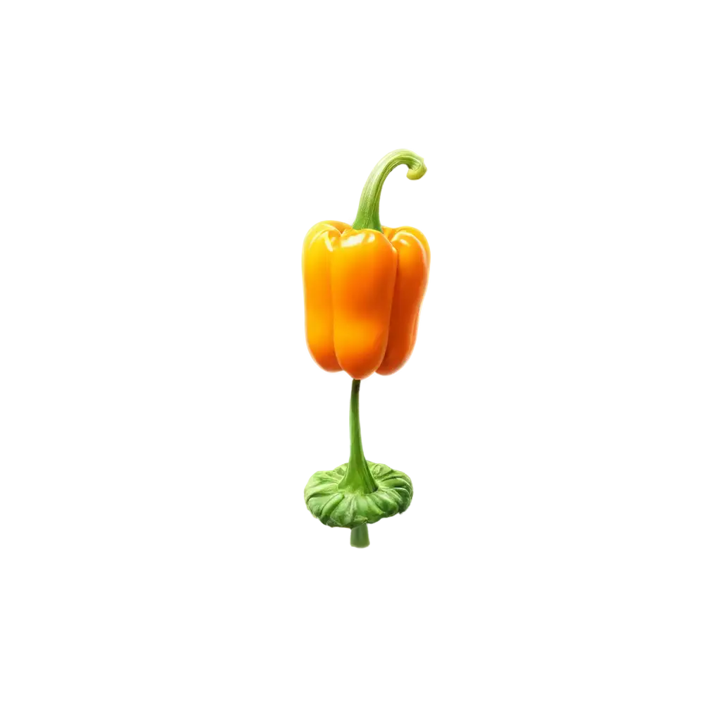 HighDetail-PNG-Image-of-a-Yellow-Bell-Pepper-with-Vibrant-Orange-Hues-and-Glossy-Surface