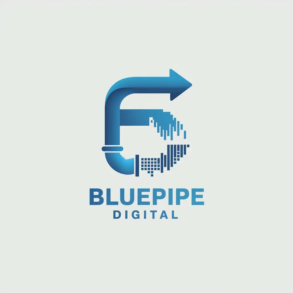 LOGO Design For BluePipe Digital Modern Blue Logo with Stylized Pipe and Digital Elements