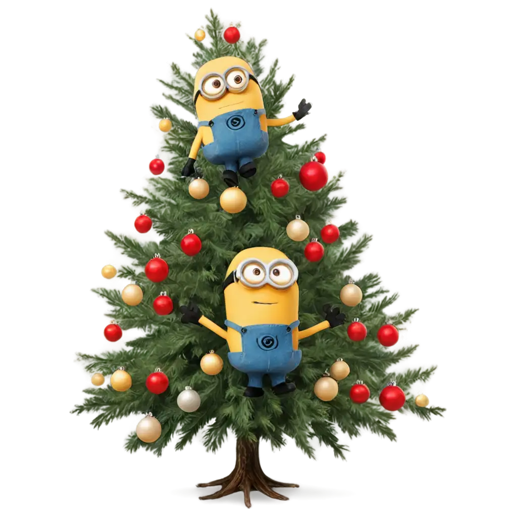 Minions-at-the-Christmas-Tree-PNG-Image-Perfect-for-Holiday-Fun-and-Festive-Designs