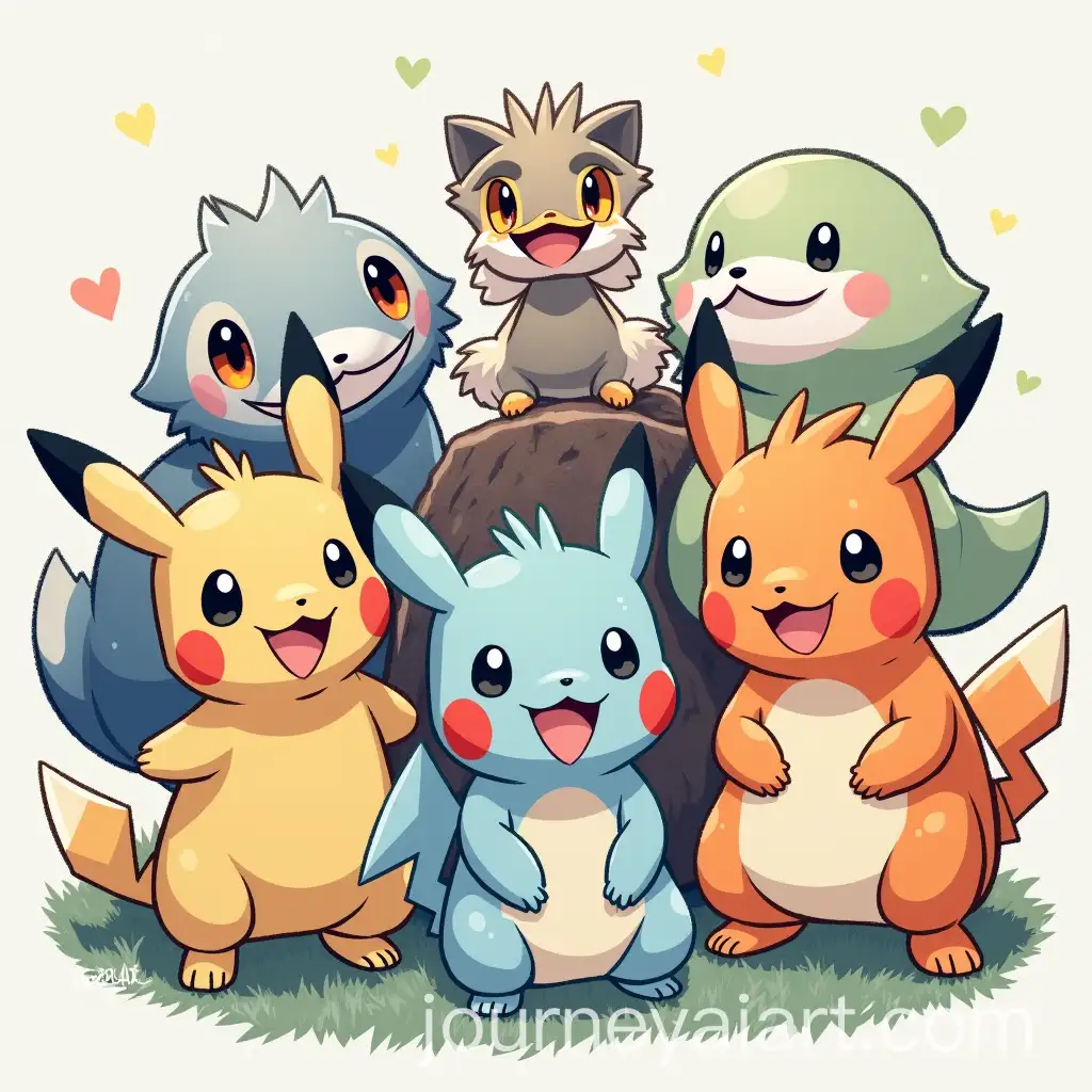 Group-of-Pokemon-in-Vibrant-Setting