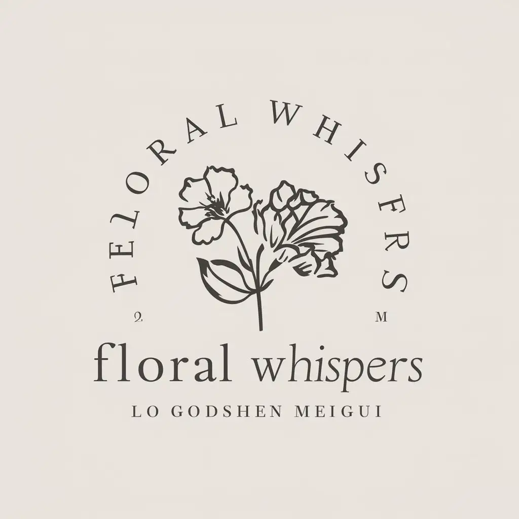 a vector logo design,with the text "Floral whispers", main symbol:Lo godshen meigui,Moderate,be used in Retail industry,clear background