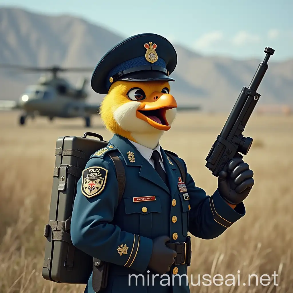 Military Bird Police Enforcing Order in Futuristic Cityscape