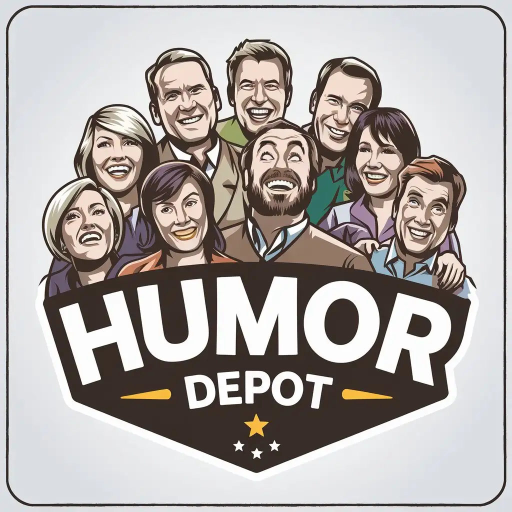 LOGO Design for Humor Depot People Laughing and Making Silly Faces Clear Background for Retail Industry