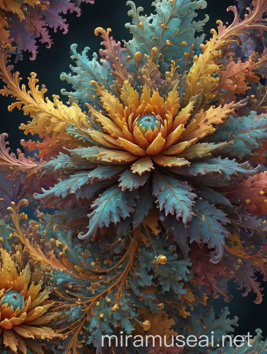 Vibrant Mandelbrot Fractals with Botanical Patterns