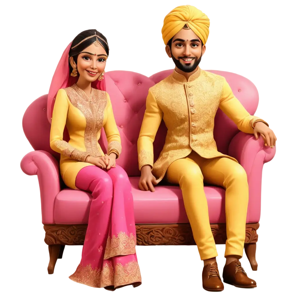 Vibrant-Caricature-Wedding-Couple-PNG-for-Invitation-Cards