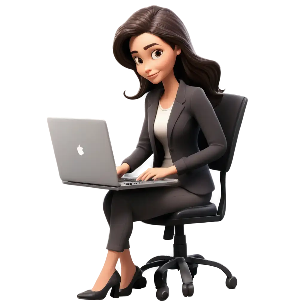 Cartoon-Lady-Working-on-Laptop-PNG-Perfect-for-Remote-Work-and-Digital-Workspace-Themes