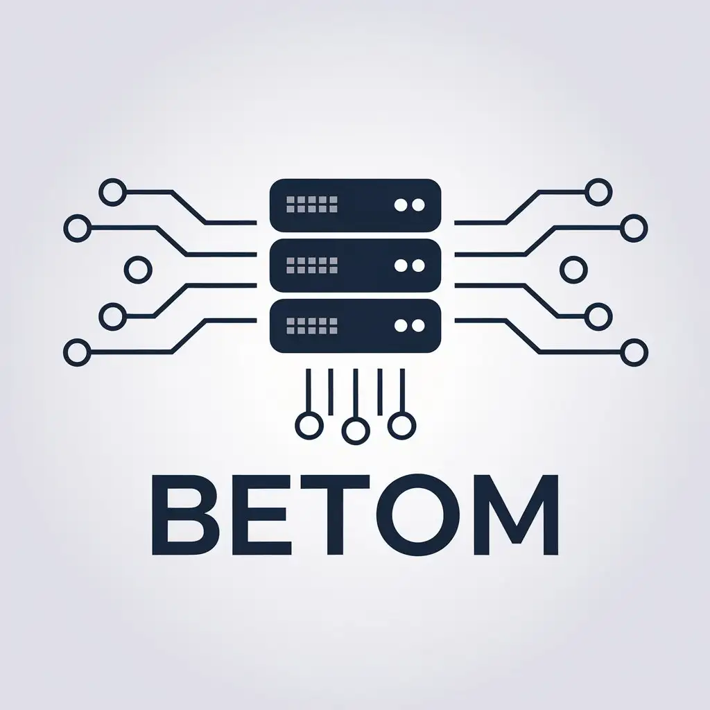 a vector logo design,with the text "BeTom", main symbol:server,Moderate,be used in Internet industry,clear background