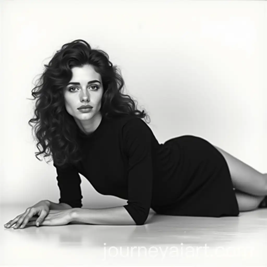 1978-Style-Portrait-of-a-Young-German-Woman-in-Black-Dress-with-High-Heels