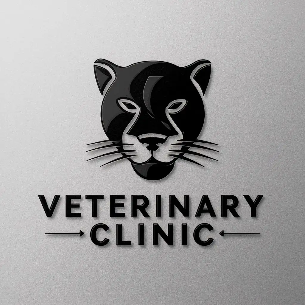 a vector logo design,with the text "Veterinary clinic panther", main symbol:Black panther,Moderate,be used in Animals Pets industry,clear background