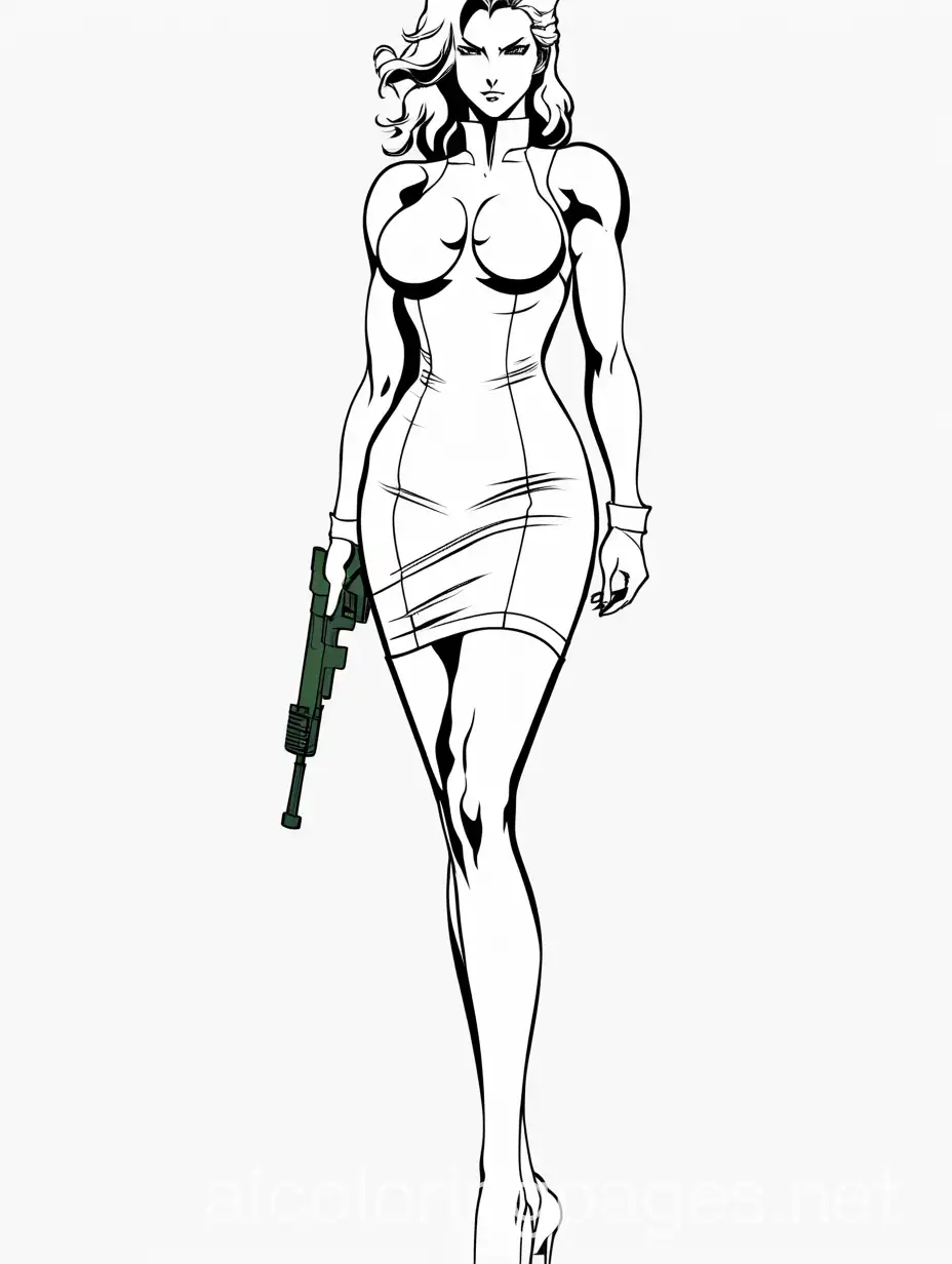 Metal-Gear-Solids-Big-Boss-in-Bodycon-Dress-Coloring-Page