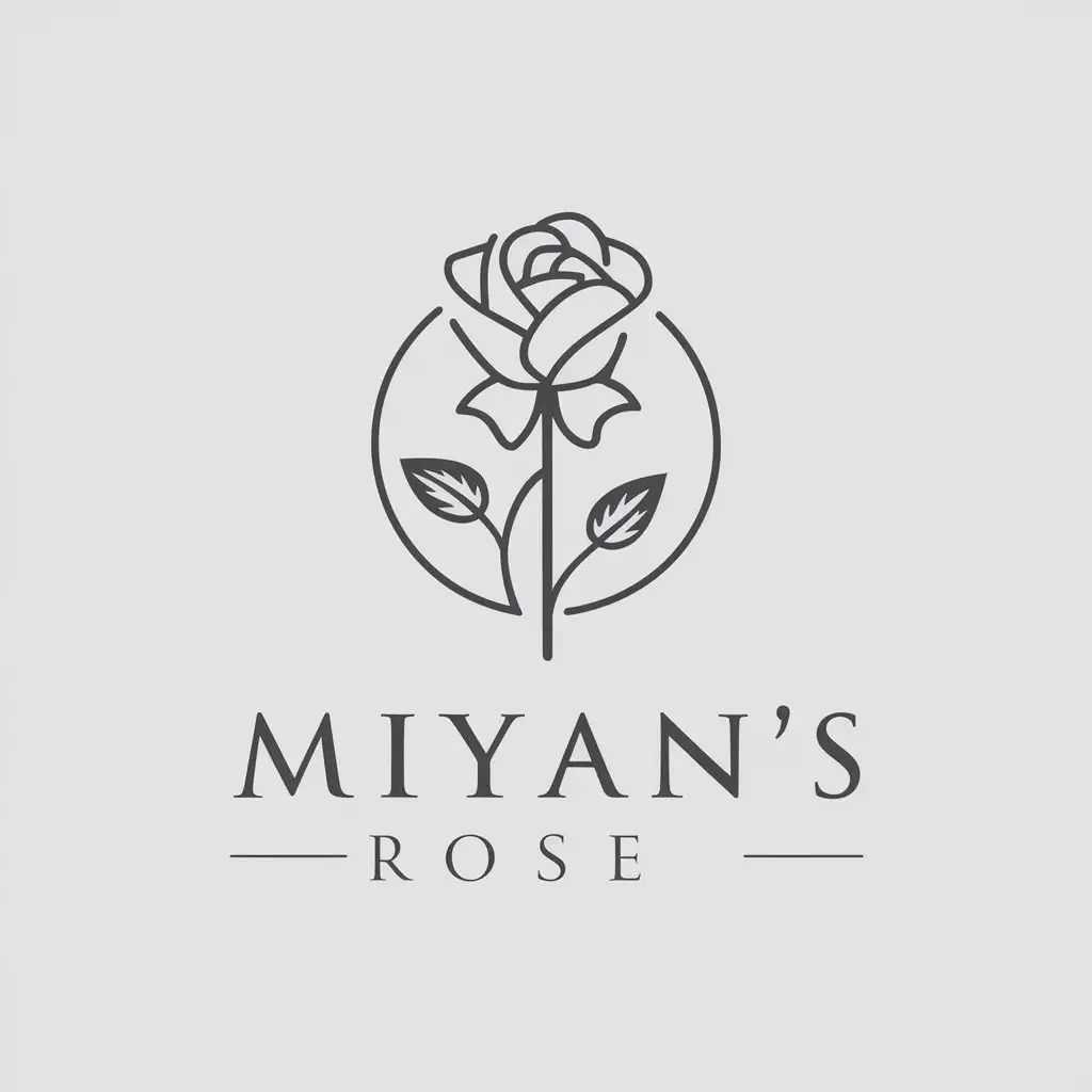 a vector logo design,with the text "Miyan's rose", main symbol:Mystic Silver's Rose,Minimalistic,be used in Nonprofit industry,clear background