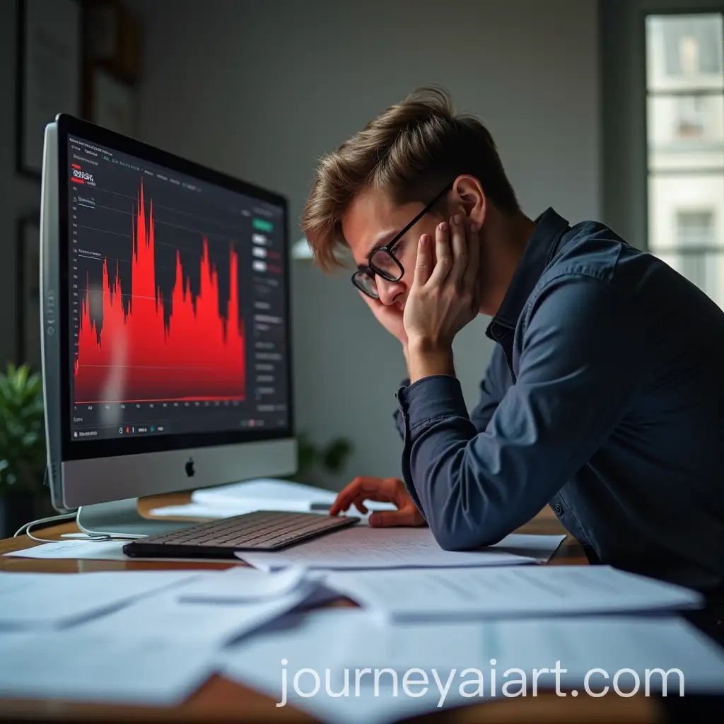Young-Entrepreneur-Worried-Over-Disorganized-Papers-and-Financial-Decline