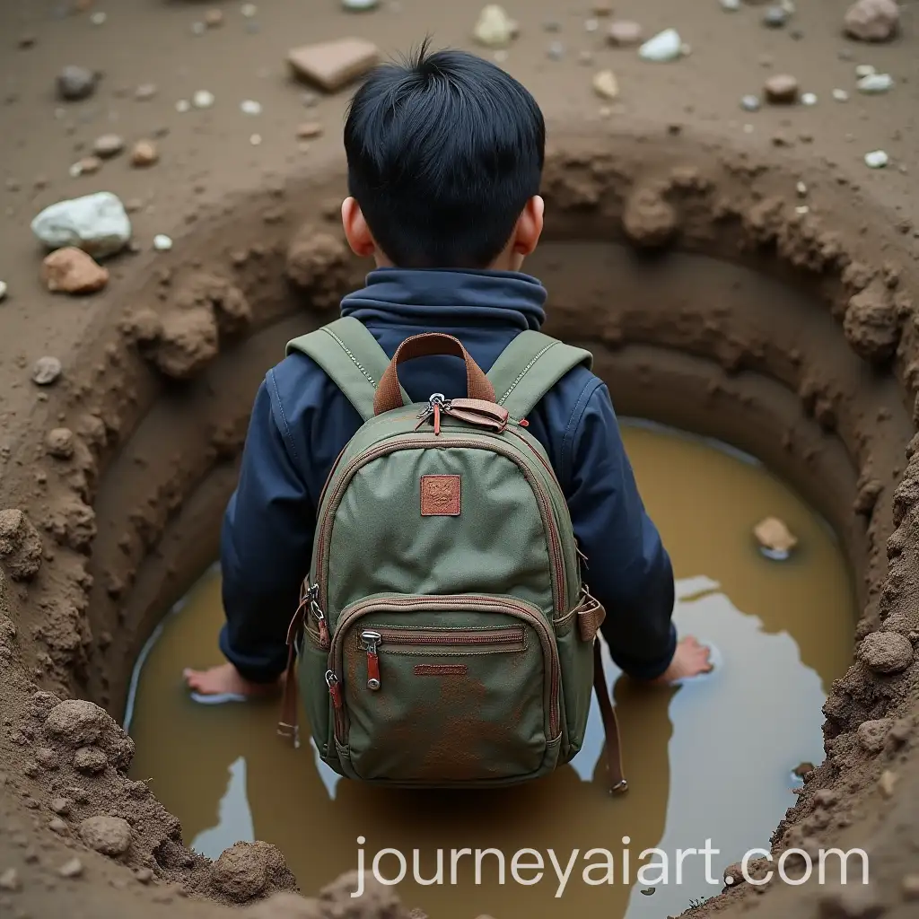Young-Chinese-Student-Stuck-in-Muddy-Pit-Waiting-for-Help
