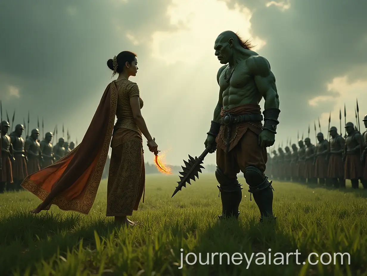 Epic-Duel-Between-Human-and-Orc-Champions-on-the-Battlefield