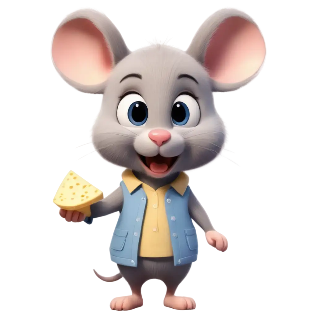 Adorable-Chibi-Cartoon-Mouse-PNGSEO-H1-Generation-with-Soft-Gray-Fur-Sparkly-Eyes-and-Blue-Vest-Perfect-for-Pastel-Themed-Designs