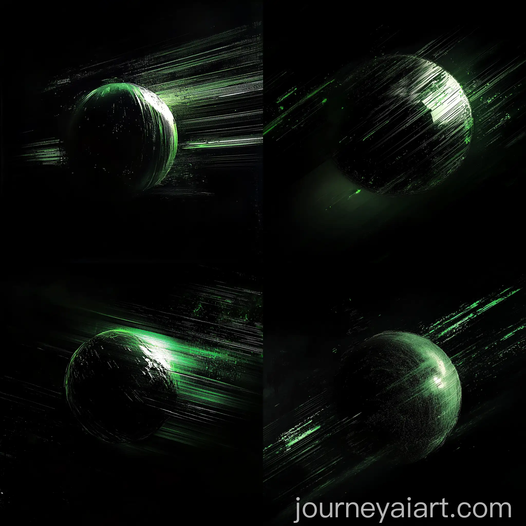 Glossy-Spherical-Object-Reflecting-Green-Light-in-Abstract-Dark-Scene