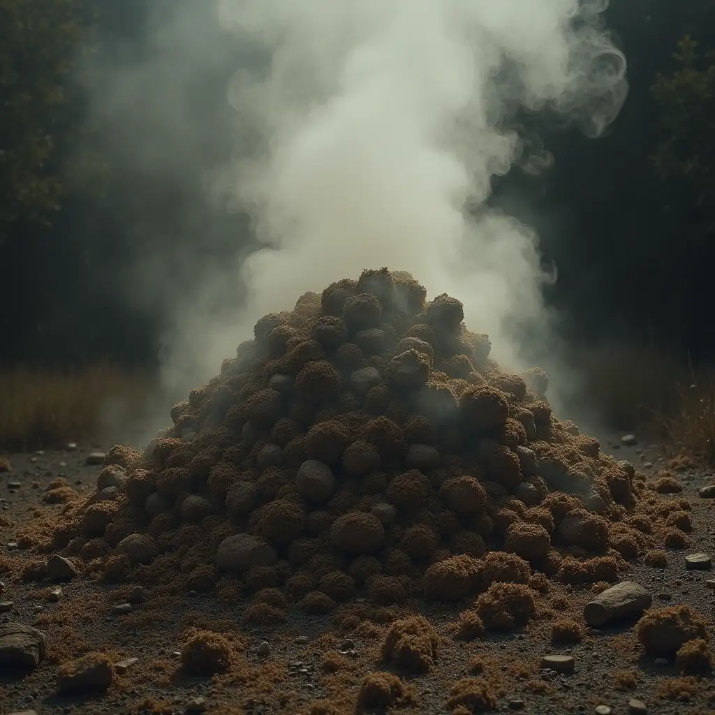 Pile of Steaming Dung on Forest Floor