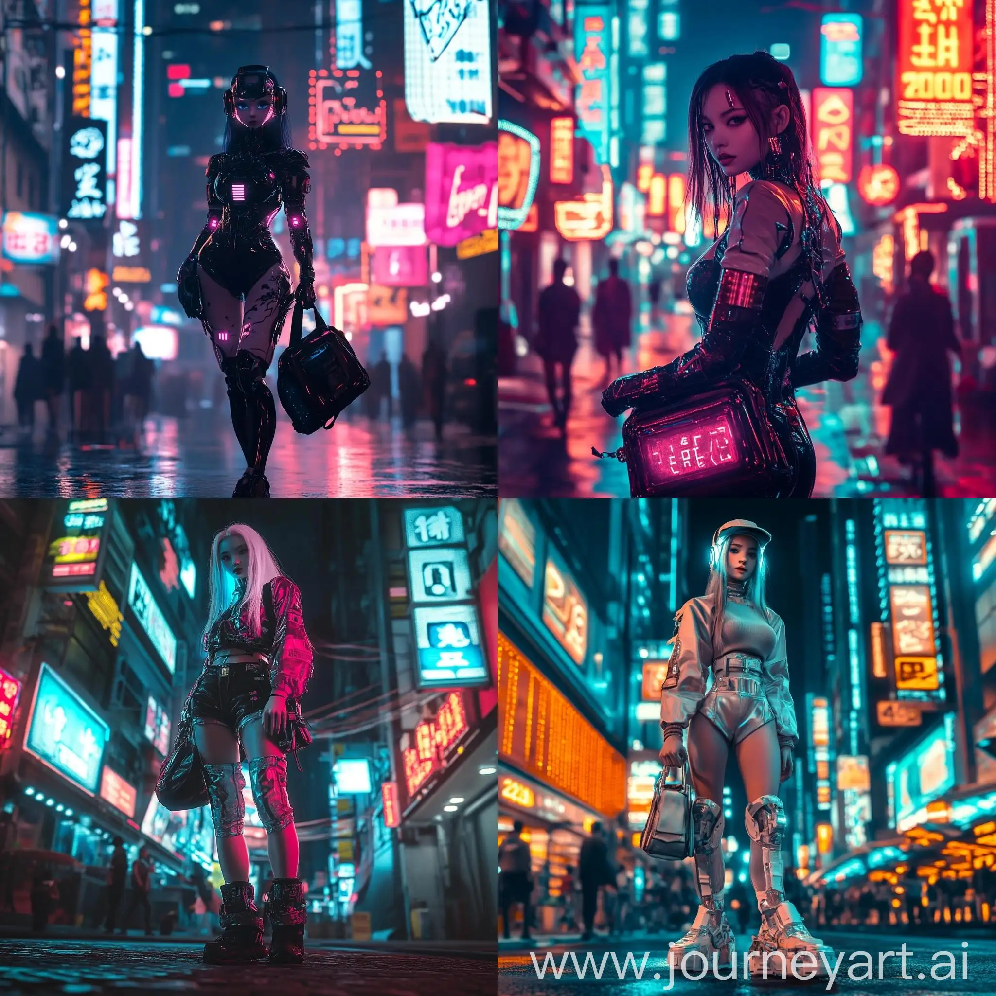 Futuristic-HalfRobot-Girl-in-Urban-Night-Cityscape