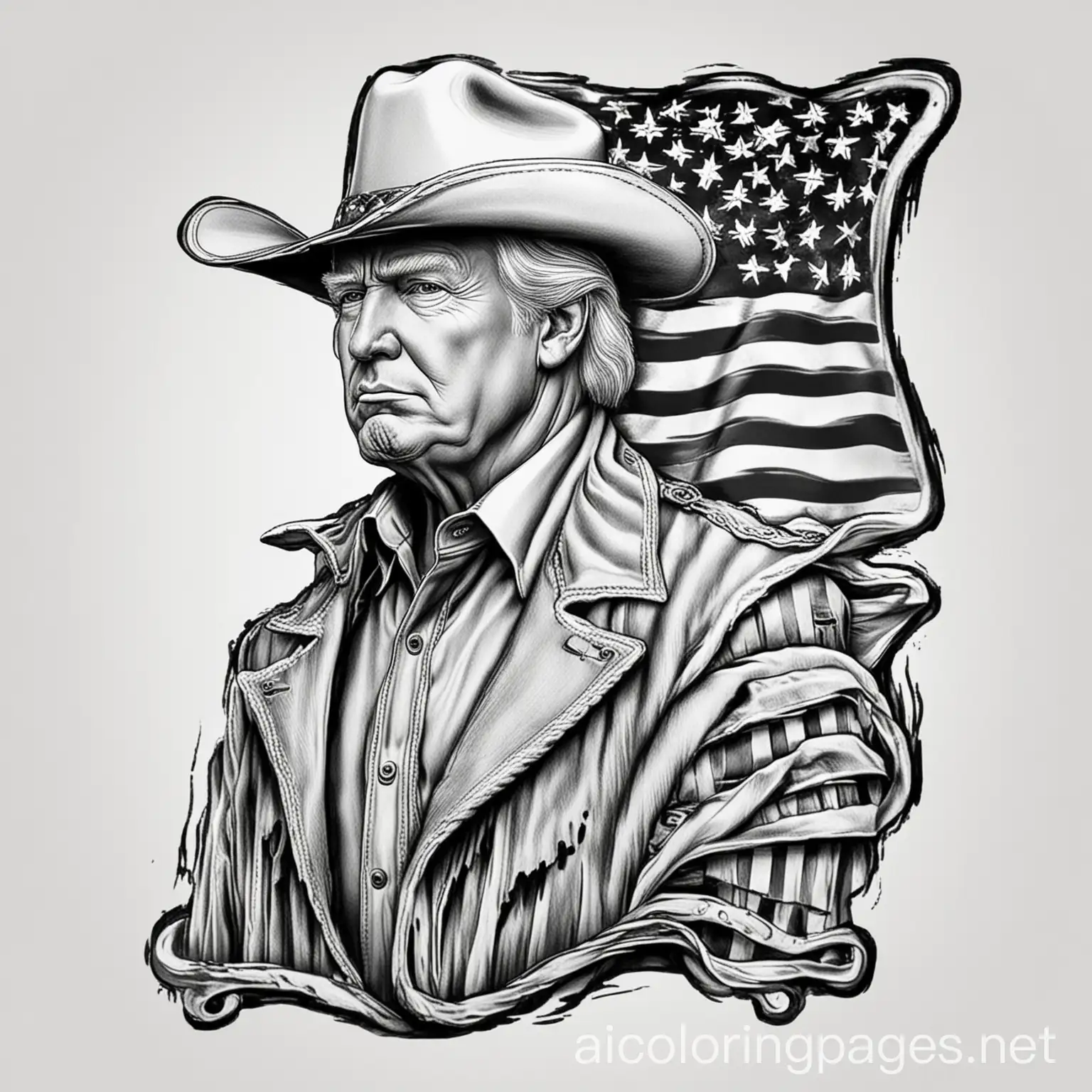 Cowboy-Trump-Saving-America-Coloring-Page