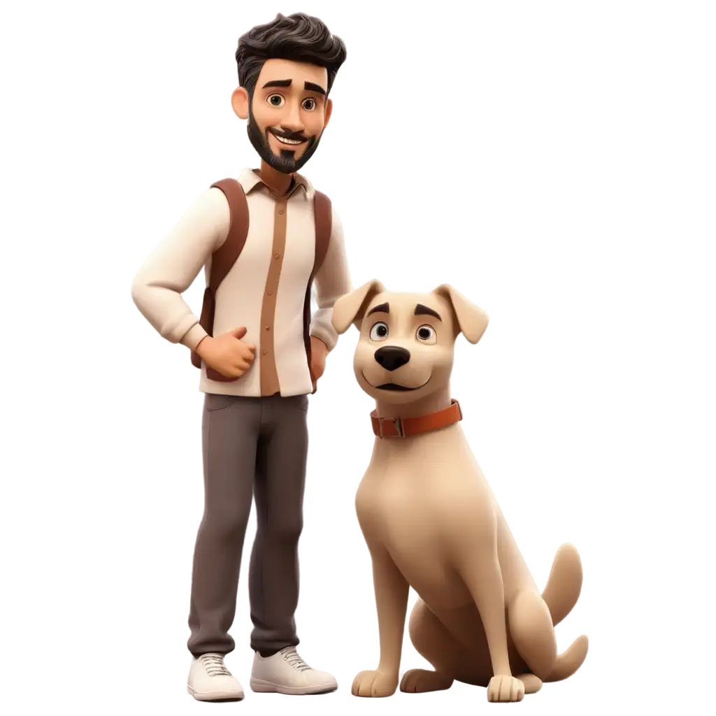 Animated-Style-PNG-of-a-Man-with-a-Dog-in-a-Park-HighQuality-Image-for-Multiple-Uses