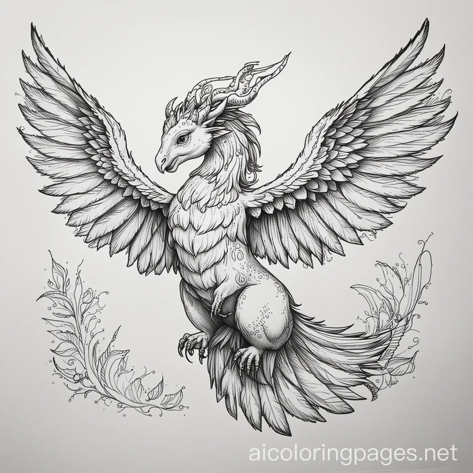 Mythical-Winged-Creatures-Coloring-Page-with-Scales