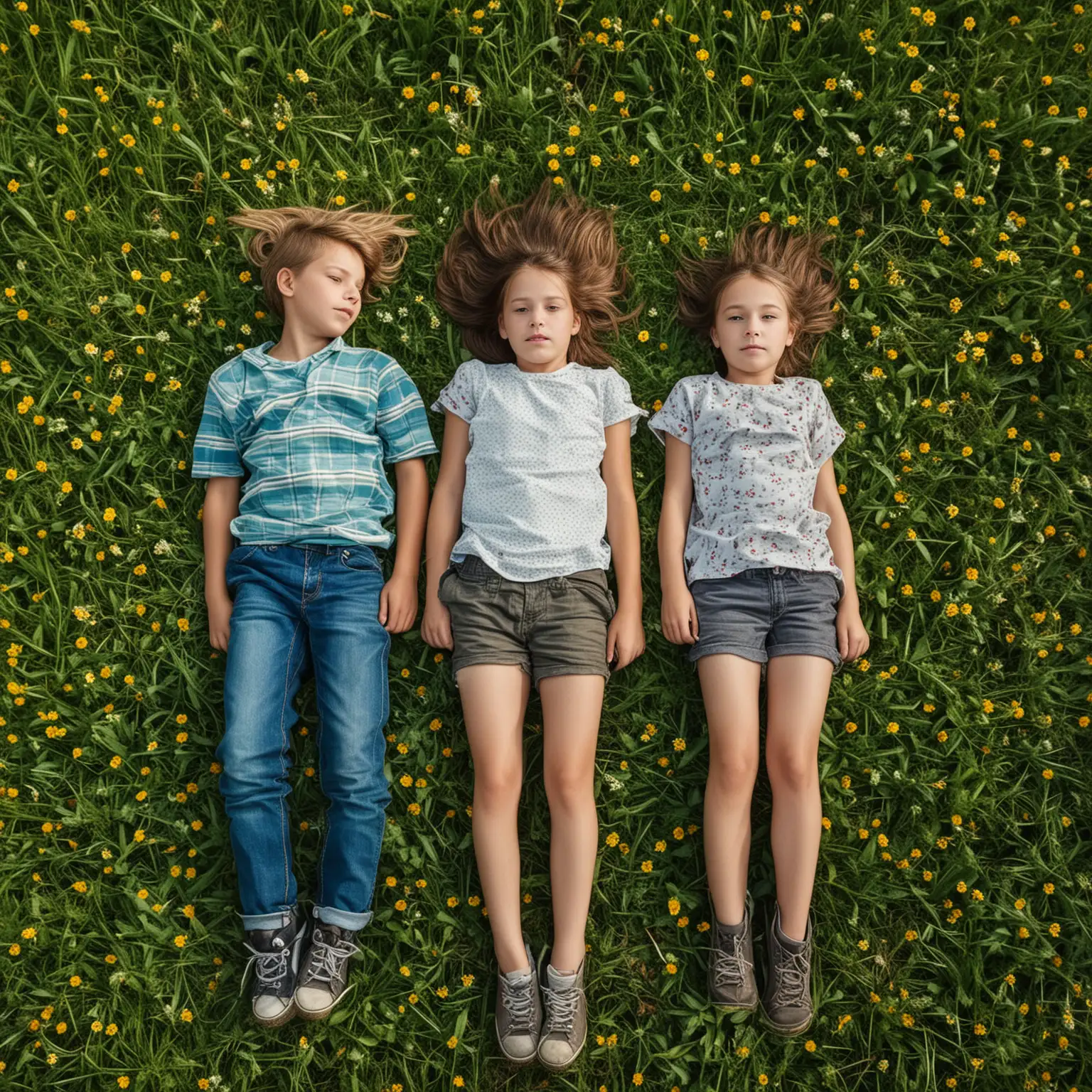 Children-Lying-on-Meadow-in-Forest-Relaxing-Together