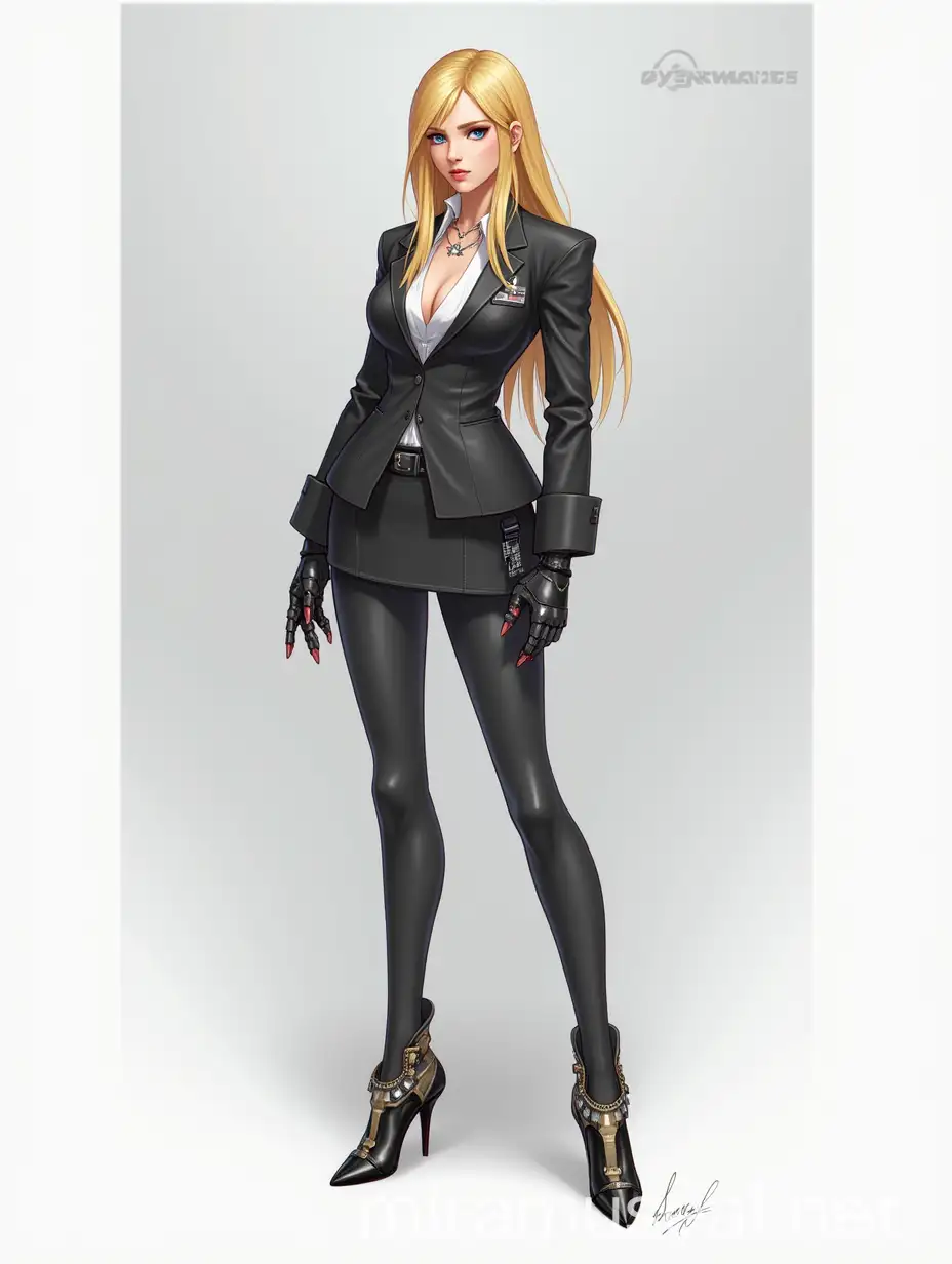 Elegant Cyberpunk Female Character in Office Style Armor