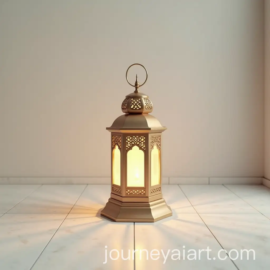 Islamic-Lantern-on-LightColored-Floor-with-Simple-Background