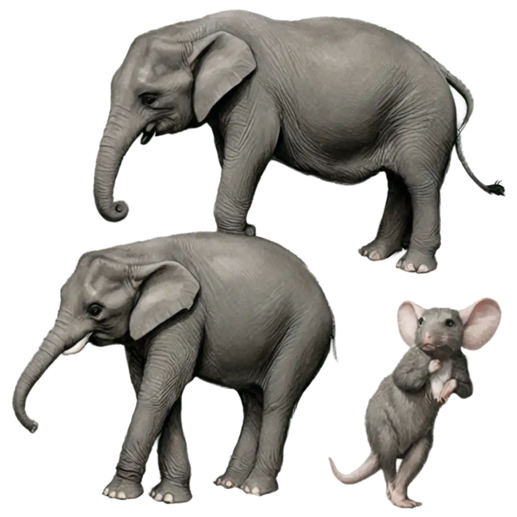 Elephants-and-White-Mice-PNG-on-Black-Background-HighQuality-Image-for-Versatile-Use