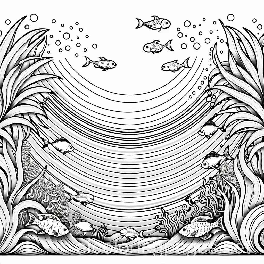 Sea creatures, Coloring Page, black and white, line art, white background, Simplicity, Ample White Space. The background of the coloring page is plain white to make it easy for young children to color within the lines. The outlines of all the subjects are easy to distinguish, making it simple for kids to color without too much difficulty