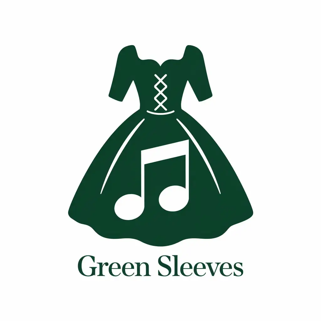 a vector logo design,with the text "green sleeves", main symbol:Green dress, princess, music,Moderate,be used in extra-curricular class industry,clear background