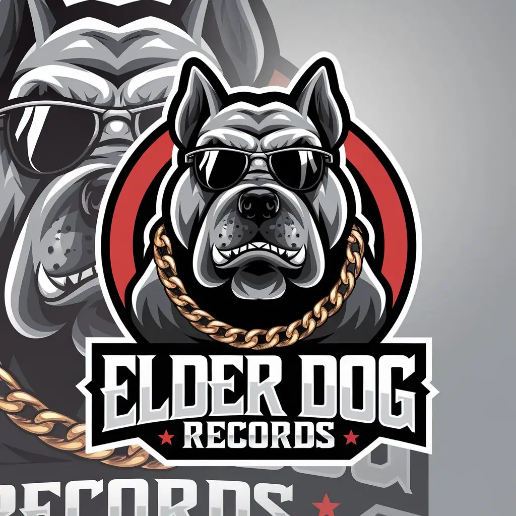 LOGO Design For Elder Dog Records Angry Aggressive Dog Mafia Style Vector Logo