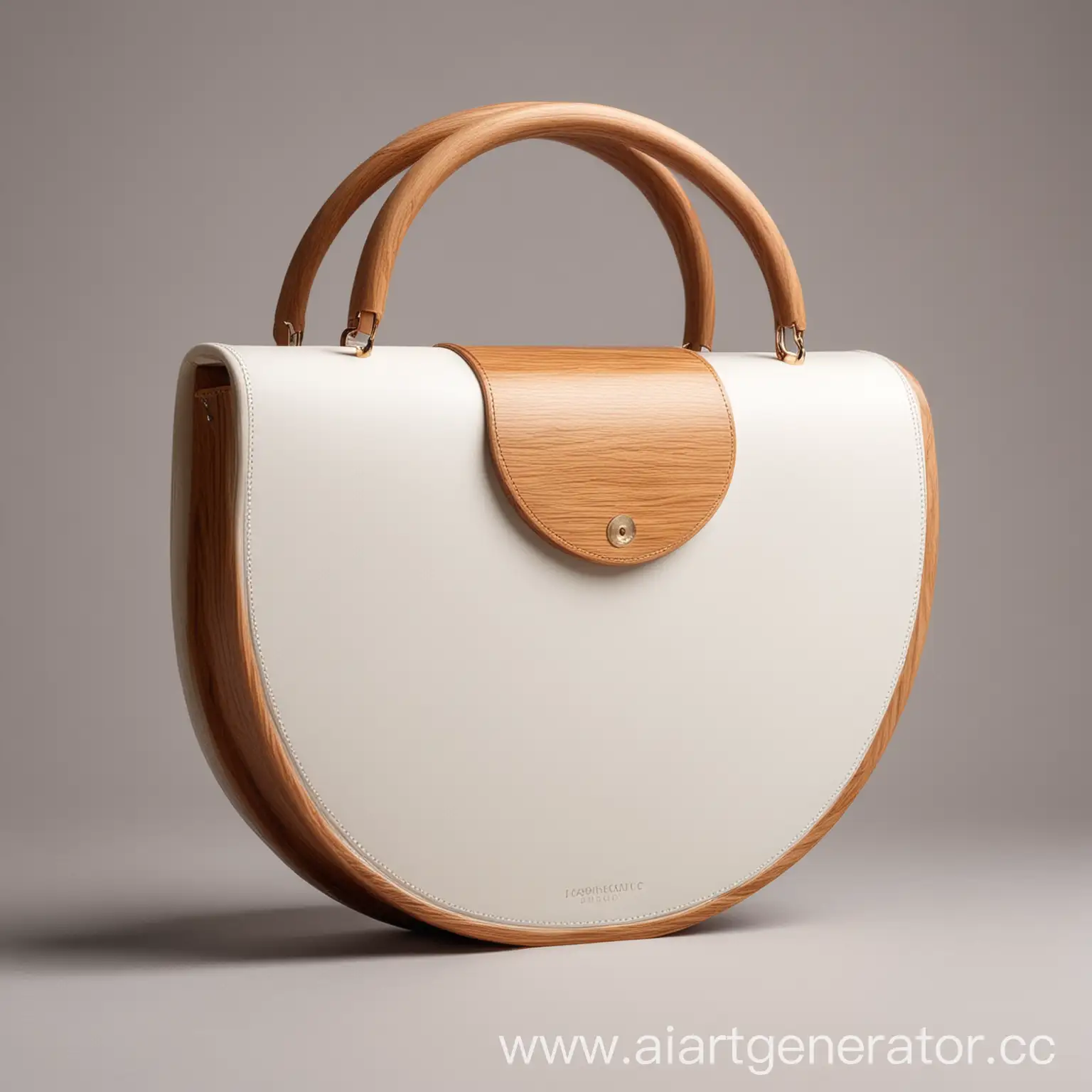 Modern-SemiCircular-Womens-Bag-in-Curved-Wood-and-Leather-White-Tones