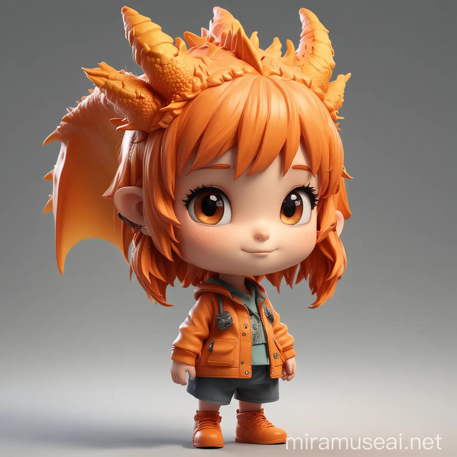 QVersion Cartoon Girl with Dragon Hat and Tail