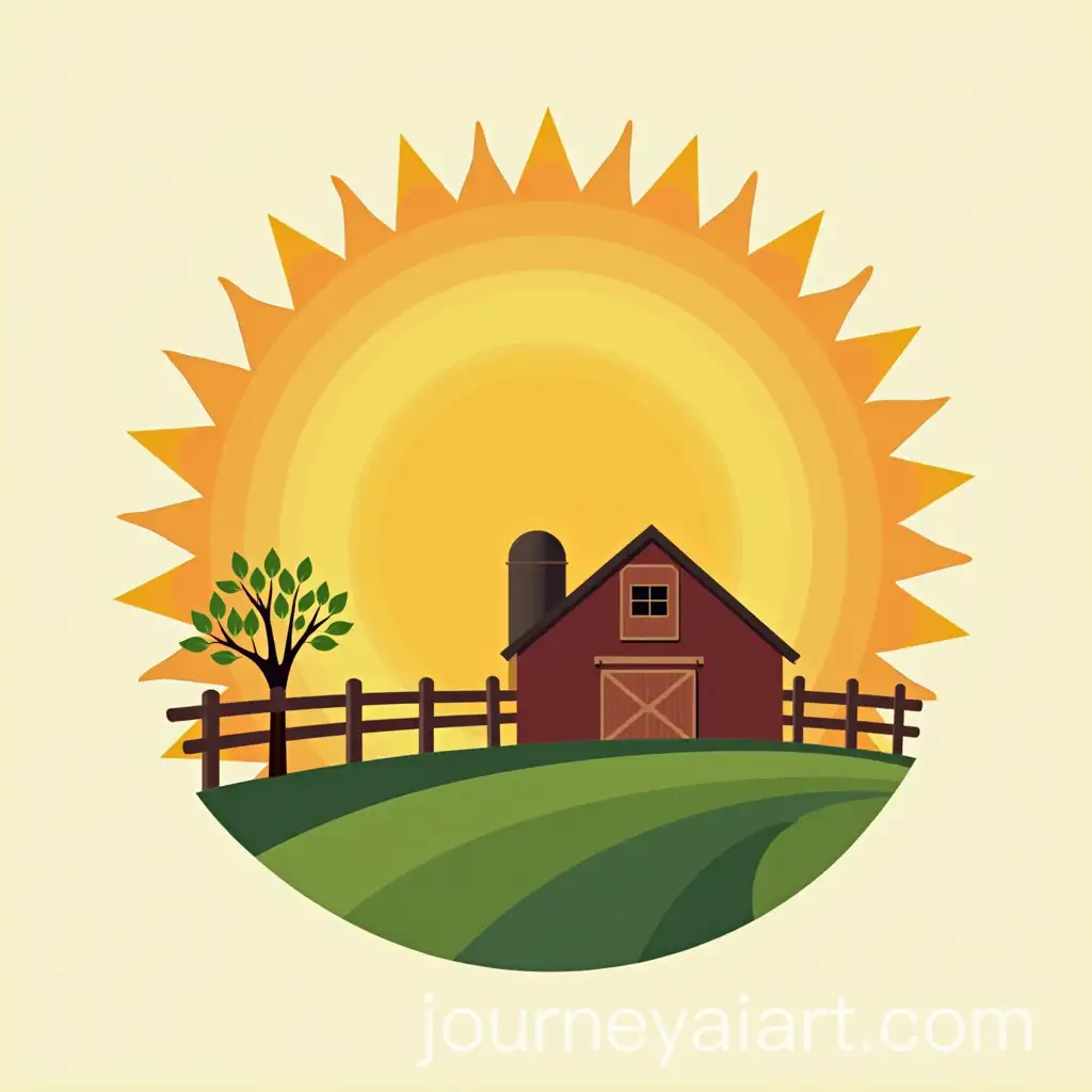 Vibrant-Logo-Design-Featuring-a-Sun-Over-a-Scenic-Farm