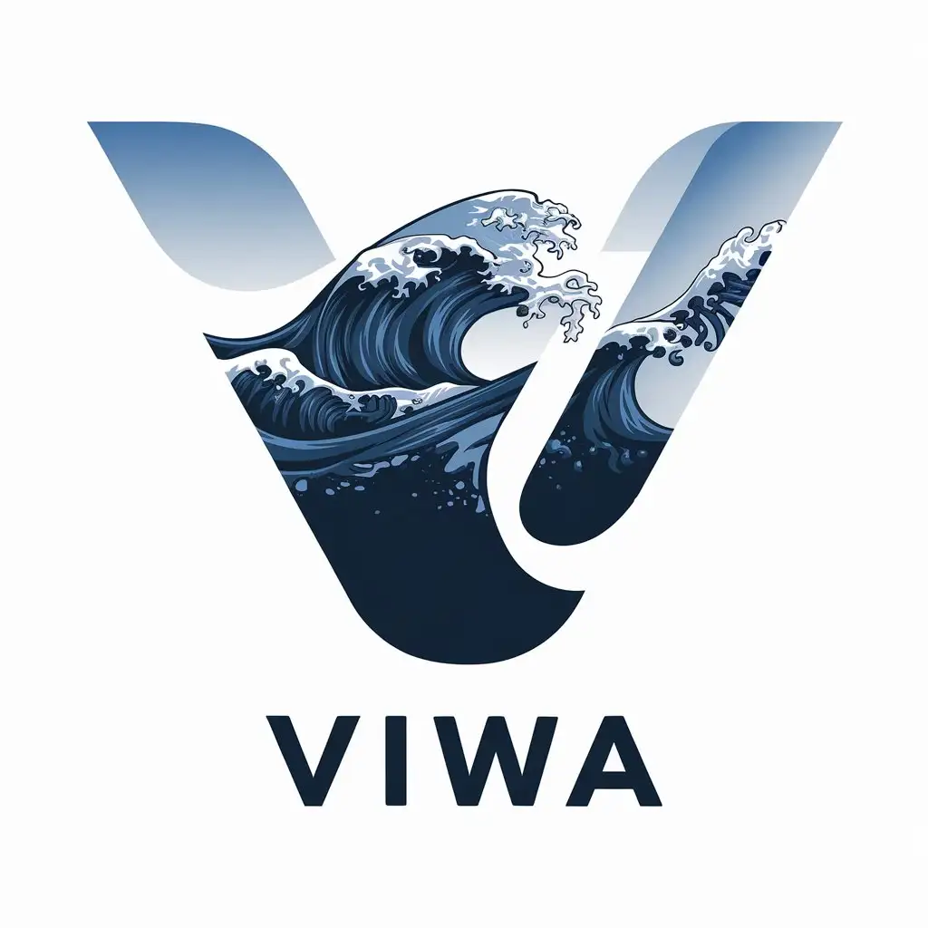 LOGO-Design-For-Viwa-Waves-with-Shape-V-in-Clear-Background